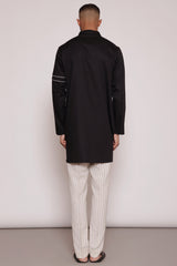 Black contrast piping kurta 2 piece set