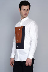 GAVLE- FRONT PANEL COLOUR BLOCKED SHIRT