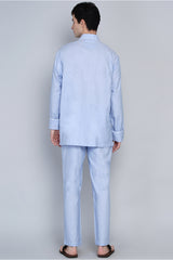 OREBRO- BLUE WITH PIPING CO-ORD SET