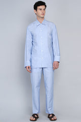 OREBRO- BLUE WITH PIPING CO-ORD SET