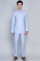 OREBRO- BLUE WITH PIPING CO-ORD SET