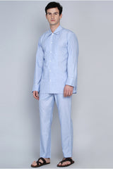 OREBRO- BLUE WITH PIPING CO-ORD SET