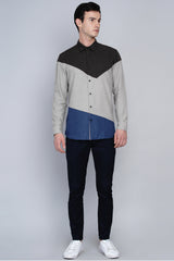 RAISIO- ASYMMETRIC COLOUR BLOCKED SHIRT