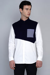 MOSJOEN- PREMIUM NAVY COLOR BLOCKED SHIRT