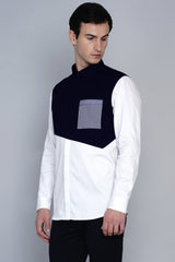 MOSJOEN- PREMIUM NAVY COLOR BLOCKED SHIRT
