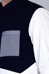 MOSJOEN- PREMIUM NAVY COLOR BLOCKED SHIRT
