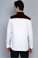 HOLMSBU- PREMIUM MAROON COLOUR BLOCKED SHIRT