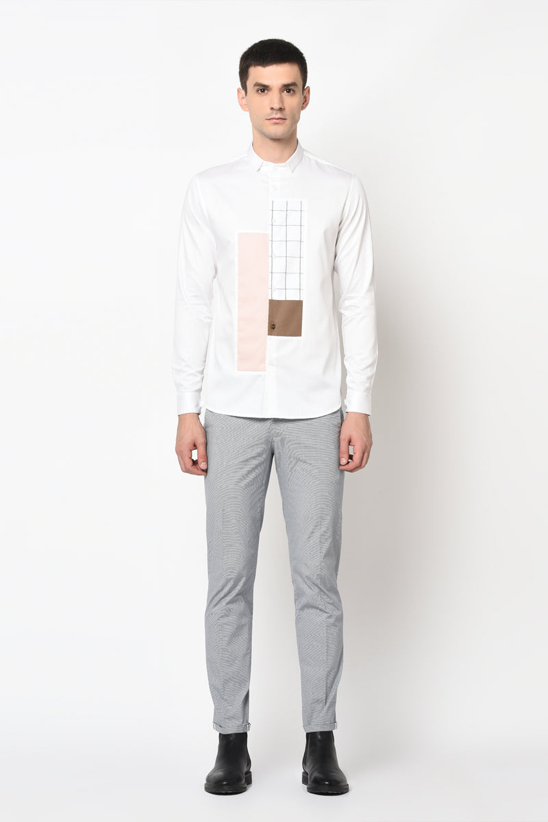 MONFORTE- STYLISED GRAPHIC CUT AND SEW SHIRT